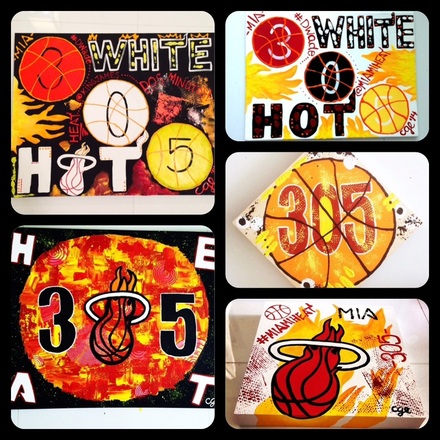 Courtney Einhorn Donation paintings for Miami Heat's Take Charge Foundation